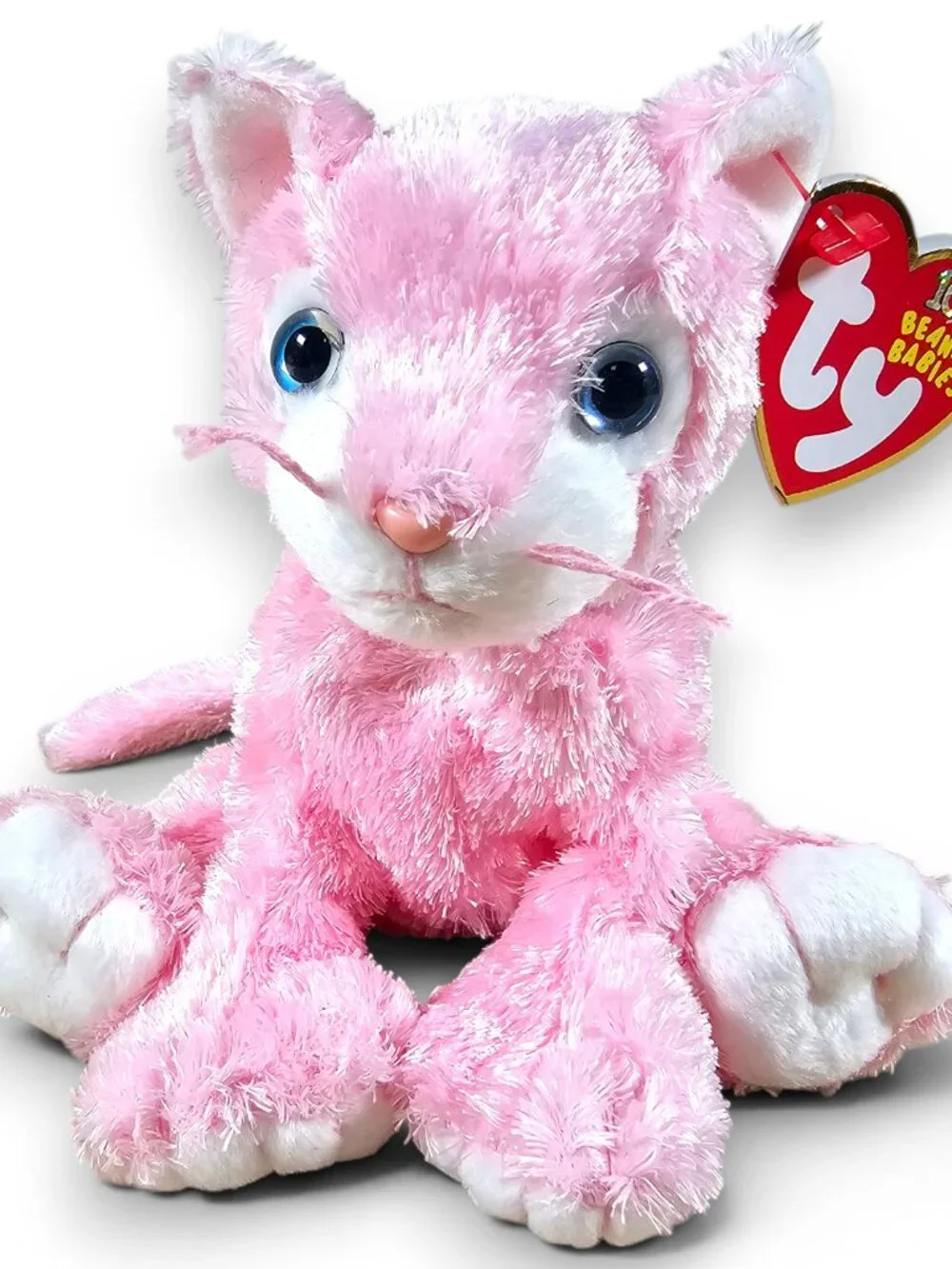 Ty Beanie Babies Carnation Cat Beanbag Plush Toy Pink with Tags Vintage 2002